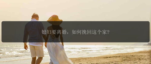 媳妇要离婚，如何留住这个家?