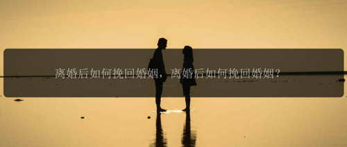 离婚后如何挽回婚姻，离婚后如何挽回婚姻？