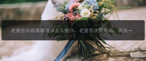 老婆坚决跟离婚我该怎么挽回，老婆坚决跟离婚，我该怎么挽回？